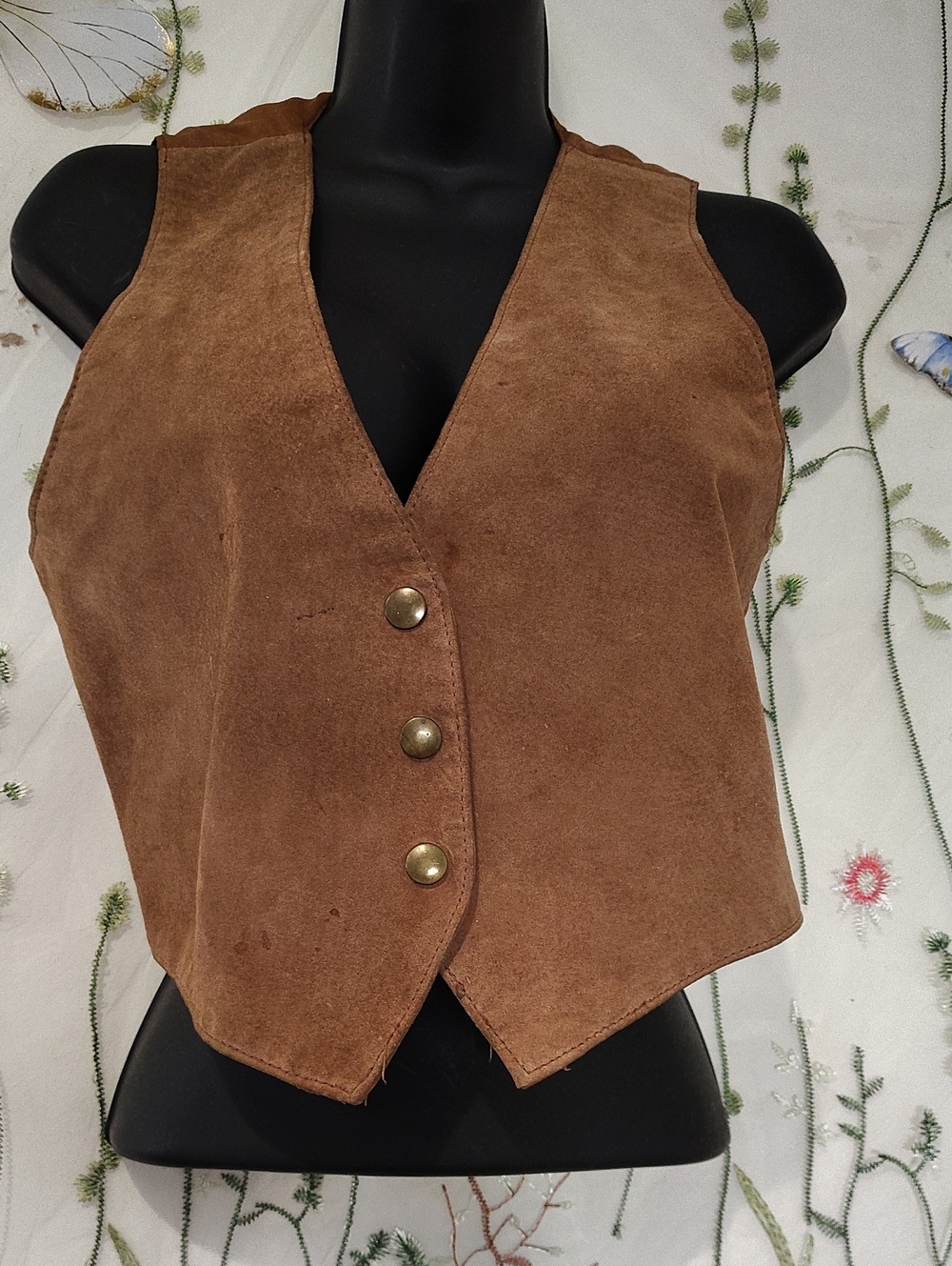 Suede Snap Button Vest MediumDon't Stop Classics Brown Genuine Suede Cowgirl Bik
